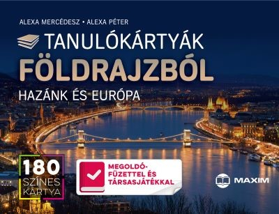 Tanulókártyák földrajzból – HAZÁNK ÉS EURÓPA /180 színes kártya - 96 oldalas megoldókönyvvel és társasjátékkal