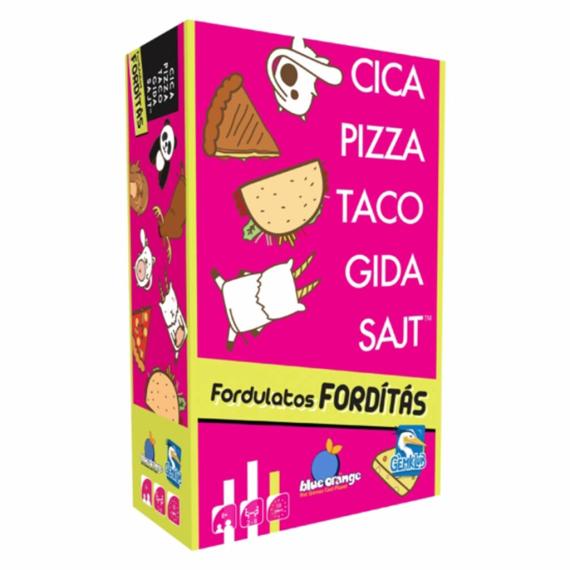 Cica, pizza, taco, gida, sajt kártyajáték rózsaszín