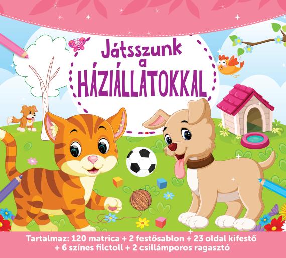 Játszunk a háziállatokkal - festősablonnal+filctollal és csillámporos ragasztóval