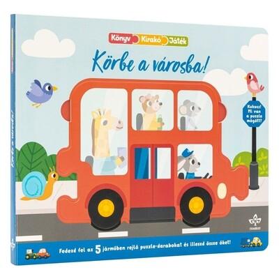 Körbe a városba! - Fedezd fel az 5 járműben rejlő puzzle-darabokat és illeszd össze őket! - Könyv, kirakó, játék